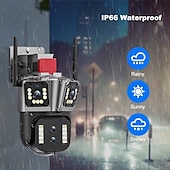 tanie Kamery IP zewnętrzne-16mp 8k wifi kamera ip 10x zoom 4k zewnętrzna kamera bezpieczeństwa nadzór ai track cztery obiektywy trzy ekrany mini kamera uliczna 360°
