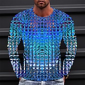 cheap 3D T shirts-Men&#039;s Graphic Gradient Metallic Shirt T Shirt Long Sleeve T shirt 3D Print Crew Neck Shirt Vintage Fashion Designer Outdoor Daily Sports 1 2 3 Spring &amp;  Fall Clothing Apparel S M L XL 2XL 3XL 4XL