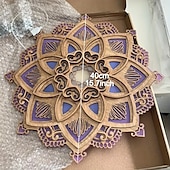 economico Luci decorative-mandala luce notturna lampada decorativa in legno sala yoga luce notturna a led multistrato taglio laser intagliato luce decorazione della parete per la casa soggiorno camera da letto ornamento 1pc