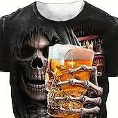 baratos Camisetas 3D-Homens Gráfico Cerveja Camiseta Manga Curta Camiseta Impressão 3D Gola Redonda Camisa Vintage Moda Designer Ao ar livre Diário Esportes Preto Marron Primavera Verão Roupa S M L XL 2XL 3XL