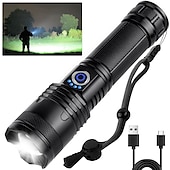 cheap Flashlights-Rechargeable Flash Light Flashlights High Lumens, 200000 Lumens Super Bright LED Tactical Flashlight, 5 Modes IPX6 Waterproof, Powerful Handheld Flashlights for Camping Emergency Outdoor