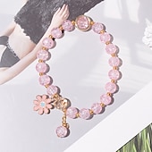 abordables Bracelets et bracelets rigides-Bracelet de perles Femme Classique Fleur Mode Le style mignon Personnalisé Elégant Bracelet Bijoux Blanche Jaune Rose Claire Rond pour Soirée sport Vacances Rendez-vous Festival