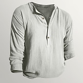 Men's Button T Shirt Henley Shirt Long Sleeve Shirt Long Sleeve Henley Spring &  Fall Plain Designer Basic Modern Contemporary Vacation Street Going out Black White Royal Blue Top Tee for Men4