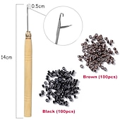 ieftine Păr croșetat-Trusă de beteală de păr negru cu instrument 6 buc 1200 de șuvițe beteală de păr rezistentă la căldură păr de zână strălucitor, strălucitor, extensii de păr pentru femei, fete, copii, 47 inch