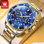 levne Quartz hodinky-OLEVS Muži Křemenný Luxus Velký ciferník Módní Obchodní Zobrazení fáze měsíce Svítící Kalendář VODĚODOLNÝ Slitina Hodinky