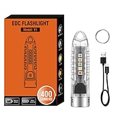 cheap Work Lights-V3 LED Keychain Flashlight with Type-C Rechargeable Torch Mini Keychain LIght with SIde Light Glare Multifunctional Work Light