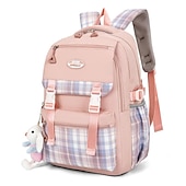 levne Bookbags-školní batoh bookbag kreslená mřížka pro studenty chlapce dívky multifunkční voděodolná velkokapacitní oxfordská tkanina školní taška batoh brašna 21,19 palce, dárek do školy
