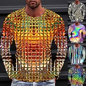 cheap 3D T shirts-Men&#039;s Graphic Gradient Metallic Shirt T Shirt Long Sleeve T shirt 3D Print Crew Neck Shirt Vintage Fashion Designer Outdoor Daily Sports 1 2 3 Spring &amp;  Fall Clothing Apparel S M L XL 2XL 3XL 4XL