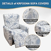 baratos Cadeira Reclinável &amp; Cadeirões-Capas de sofá reclinável de um assento capa de cadeira reclinável capa de móveis para sofá reclinável capa floral com fundo elástico (inclui 1 capa de encosto, 1 capa de assento, 2 capas de apoio de
