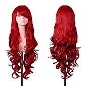 abordables Perruques de fête-perruque cosplay bouclée cheveux longs résistants à la chaleur spirale costume perruques anime mode ondulé bouclé cosplay quotidien fête rouge 32 80cm perruques de carnaval