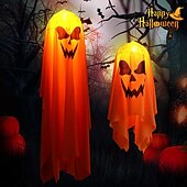 cheap Hallowen Prop Lighting-Halloween Lighted Ghost Horror Creepy Props Fabric Lantern Pumpkin Halloween Decoration Garden Patio Ghost Festival Decoration 4.5V IP42