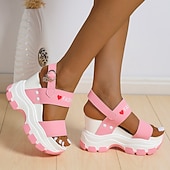 economico Sandali Sportivi-sandali con plateau chunky da donna – sandali sportivi con zeppa neri e bianchi con cinturini regolabili, scarpe estive alla moda per outfit casual e streetwear