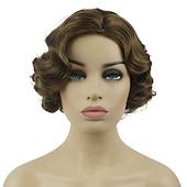 economico Parrucche storiche-Parrucca Vintage Festa Cosplay Leggera Butterscotch Capelli Corti Ondulati Flapper Accessorio Parrucca Halloween