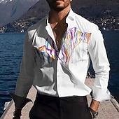 ieftine Model 3D-Bărbați Gradiant Cămașă Camașă cu nasturi Manșon Lung Modă Șic Stradă Designer În aer liber Casual Zilnic Toamna iarna Răsfrânt Imprimeu Negru Alb Galben Roșu-aprins Trifoi