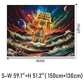 cheap Blacklight Tapestries-Blacklight Tapestry UV Reactive Glow in the Dark Glow Party Neon Psychedelic Trippy Misty Hanging Tapestry Wall Art Mural for Living Room Bedroom Ocean Wave