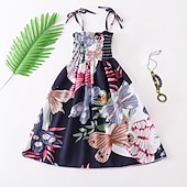 preiswerte Casual Kleider-kinderkleidung Mädchen Kleid Blumen Tier Karikatur Ärmellos Casual Aktiv Täglich Baumwolle Knielang Blumenkleid Sommerkleid Sommer Frühling 4 Jahre + 8601 Regenbogenstange 8602 orange 8602 lila