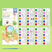 preiswerte Mal-, Zeichen- und Künstlerbedarf-12-teiliges Aquarell-Malbuch für Kinder, Mal- und Zeichenbuch für Schüler, Zeichen- und Malpapier mit integriertem Aquarellstift, der die Konzentration der Kinder verbessert