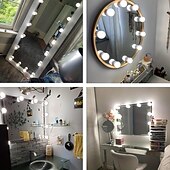 economico Striscie luci USB-10 lampadine 3 colori led make up mirror lampadine usb vanity specchio per il trucco luci bagno toilette illuminazione dimmerabile lampada da parete a led