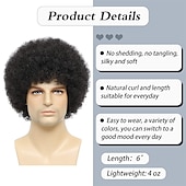 cheap Historical Wigs-Afro Wig Men70&#039;s Costumes for Men Heat Resistant Synthetic Disco Wig Halloween Wigs