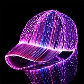 baratos Novidades-Boné de Fibra Óptica com LED e 7 Cores Boné de Beisebol Iluminado Recarregável via USB para Festa Evento Boné de Feriado
