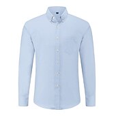 cheap Men&#039;s Oxford Shirts-Men&#039;s Dress Shirt Button Down Shirt Collared Shirt Oxford Shirt Graphic Prints Wedding Party Black White Red Navy Blue Long Sleeve Square Neck All Seasons Clothing Apparel Pocket