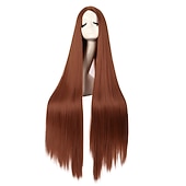 levne Párty paruky-40/100cm měkká rovná dlouhá cosplay paruka Halloween cosplay párty paruky