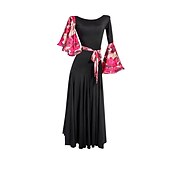 abordables Tenues de danse de salon-Danse de Salon Robe Imprimé Plissé Fantaisie Femme Utilisation Soirée manche longue Polyester Maille