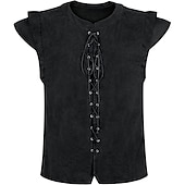 abordables Médiéval-Epoque Médiévale Renaissance Costume de Cosplay Gilet en daim Pirate Chevalier Viking Valhalla Homme Couleur unie Halloween Carnaval Mascarade Carnaval Mascarade Foire de la Renaissance Adulte Gilet
