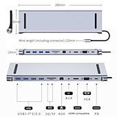 cheap USB Hubs-11 in 1 Type C Dock USB Hub 3.0 Splitter Multiport Adapter 4K HDMI-compatible RJ45 SD/TF VGA PD for MacBook iPad Laptop