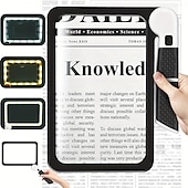 cheap Office Supplies-Full-Page 5X Magnifying Glass for Reading, Folding Lighted Magnifier with 48 LED Lights, Handheld Rectangular Lens for Seniors