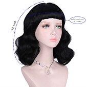 cheap Historical Wigs-Hair 50s Wig Rockabilly Vintage Wig Wavy Black Wig  Wig For Woman For Cosplay &amp; Daily Use Halloween Wigs