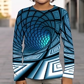 billiga Pojkens 3D Vision &amp; Geometri-Pojkar 3D Grafisk 3D Print T-shirt Långärmad 3D-tryck Sommar Vår Höst Sport Mode Streetwear Barn 3-12 år Utomhus Ledigt Dagligen Normal