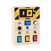 abordables Jouets éducatifs-interrupteur de lumière montessori planche sensorielle occupée en bois cordons et clés enfichables apprentissage éducatif jouet de décompression aller à l&#039;école cadeaux de vacances pour les enfants