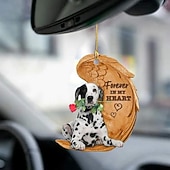 preiswerte Anhänger &amp; Ornamente fürs Auto-Niedlicher Engelsflügel-Hund „Forever in My Heart“ zum Aufhängen, Cartoon-Anhänger, niedlicher Anhänger für Autotasche, Schlüsselanhänger, Auto-Ornamente für Rückspiegel, Innendekoration im Auto