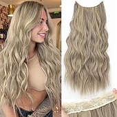 baratos Clip nas extensões-Extensões Sintéticas Clipes Cabelo Sintético Longo Alongamento Com Presilha 1pç Macio Resistente ao Calor Fofo Mulheres