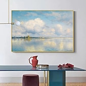 abordables Peintures paysages-main peinture à l'huile toile mur art décoration abstrait paysage marin peinture coloré bord de mer coucher de soleil pour la décoration intérieure roulé sans cadre non étiré peinture