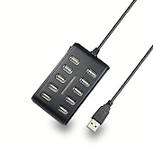 olcso USB-elosztók-hordozható 1db általános célú munkahelyi otthon kapcsolóval abs műanyag kétsoros tíz portos usb hub