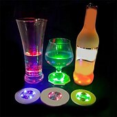 cheap Novelties-1/2/5pcs LED Coaster Flashing Creative Luminous Bottle LED Light Cup Sticker Mat Bar Club Party Supply Coaster Decor