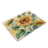 abordables Plaidemats &amp; Coasters &amp; Trivets-Manteles individuales de girasoles resistentes al calor, mantel individual resistente a las manchas, mantel individual para boda, cocina, mesa de comedor, decoración interior y exterior