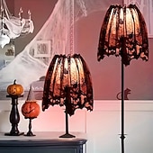 billige Halloween innendørs-halloween lampeskjerm deksel(20&quot;x 60&quot;) svart blondebånd edderkoppnett lampeskjermer deksel topper skjerf festlig fest innendørs dekor utstyr hjem dekor halloween fest rekvisita fest dekor ferie