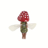 tanie rzeźby i posągi ogrodowe-Śpiące na zewnątrz mały leśny grzyb wróżka dekoracja z żywicy, mini ręcznie malowana ozdoba z żywicy do domowego biura ogrodowego