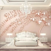 cheap Wallpaper-Cool Wallpapers Wall Mural Flower Wallpaper Wall Sticker Covering Print Adhesive Required Forest 3D Effect Floral Flower Canvas Home Décor