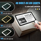 cheap Office Supplies-Full-Page 5X Magnifying Glass for Reading, Folding Lighted Magnifier with 48 LED Lights, Handheld Rectangular Lens for Seniors