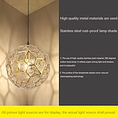 رخيصةأون أضواء قلادة-ثريات led 50/60 سم رأس واحد ، مصباح معلق معدني كروي إبداعي ، ارتفاع قابل للتعديل ، عاكس الضوء مجوف ، تركيبات إضاءة لغرفة الطعام وجزيرة المطبخ ذهب أبيض دافئ 110-240 فولت