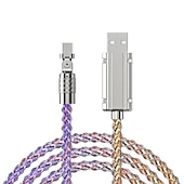 olcso Mobiltelefon-kábelek-1 csomag USB C kábel Villámkábel 100 W 3,3 láb USB A - USB C USB A a Lightninghez USB A - micro B 6 A Gyorstöltés Tartós 360° forgás Kompatibilitás Macbook iPad Samsung Mobiltelefon tartozék