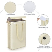 cheap Laundry Bags &amp; Hampers-45L Thin Laundry Basket With Cover Narrow Hand Fine Hand Dirty Laundry Basket Bedroom Kindergarten Whole Basket Storage Bag