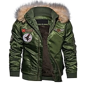 tanie Kurtka ze skóry ekologicznej-Męskie Kurtka zimowa Skórzana kurtka Na zewnątrz Biznes Keep Warm Ochrona przed deszczem Zima Czarny Zieleń wojskowa Ciemnoniebieski Kurtki
