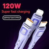 economico Cavetti per cellulari-3 in 1 design per mac 120w usb c multi cavo di ricarica veloce 3in1 cavo di ricarica per telefono multiplo usb c multi cavo con tipo c/micro usb/ip per samsung s23 s22 s21 per iphone 14 13 12 11 x xs