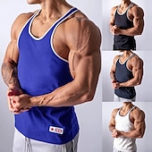cheap Men&#039;s Active Tees &amp; Tanks-Men&#039;s Running Tank Top Workout Tank Singlet Stripe-Trim Sleeveless Top Athletic Athleisure Summer Cotton Breathable Quick Dry Soft Fitness Performance Active Training Sportswear Activewear Stripes