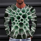 Men's Graphic Geometic T Shirt Long Sleeve T shirt 3D Print Crew Neck Shirt Vintage Fashion Designer Outdoor Daily Sports White Blue Orange Spring &  Fall Clothing Apparel S M L XL 2XL 3XL 4XL4